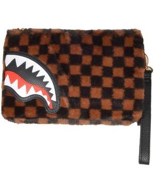 Sprayground Fur Sharks In Paris Clutch Bag - Brown