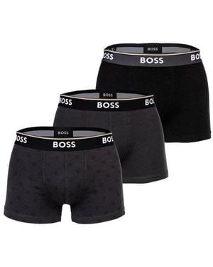 BOSS Three-Pack Logo-Waistband Trunks - Black