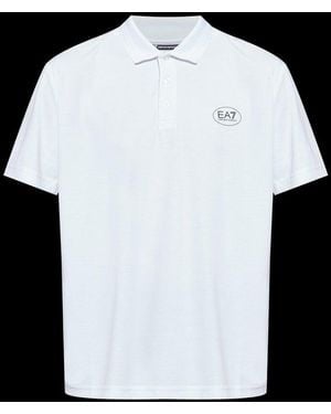 EA7 Logo Printed Short-Sleeved Polo Shirt - Black
