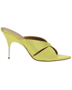 AMINA MUADDI Samantha Crossed Slippers - Yellow