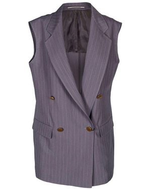 Tagliatore J-Bernice Striped Vest - Purple