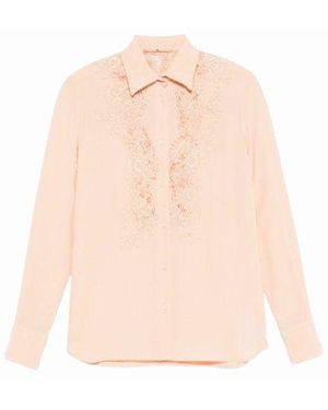 Ermanno Scervino Lace-Panel Curved Hem Shirt - Pink