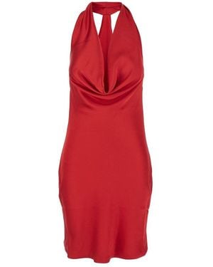 Norma Kamali Halter-Neck Draped Mini Dress - Red