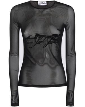 Jean Paul Gaultier The Flocked Tattoo Ruban Top - Black