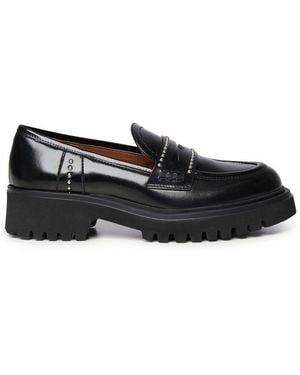 Evaluna Studded Loafer Flats - Black