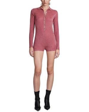 Blumarine Ribbed-Knit Lurex Jumpsuit - Red