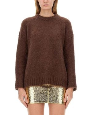 Alysi Crewneck Knitted Jumper - Brown