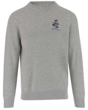 Mc2 Saint Barth Wool Blend Pullover With Mickey Mouse - Grey