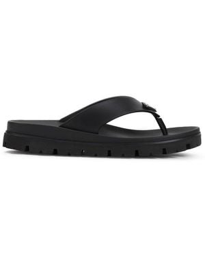 Prada Triangle-Logo Flip Flops - Black
