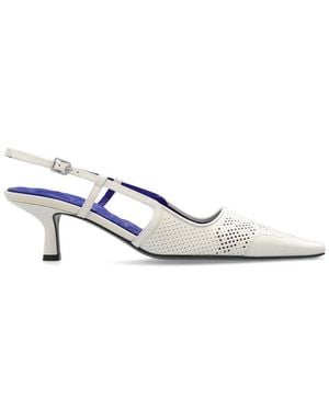 Burberry Chisel Slingback Square-Toe Court Shoes - White