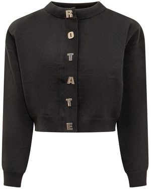 ROTATE BIRGER CHRISTENSEN Crewneck Cropped Cardigan - Black
