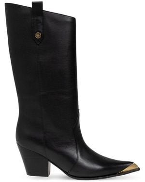 Etro Pointed Toe Mid Block Heel Boots - Black
