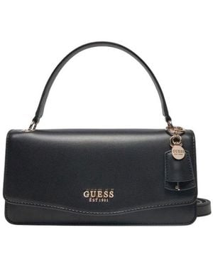 Guess Evaine Logo Lettering Flap Tote Bag - Black