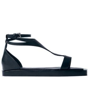 Max Mara Buckle Detailed Open Toe Sandals - Blue