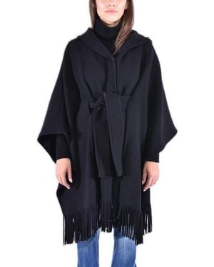 Pinko Fringe Edge Hooded Cape - Blue