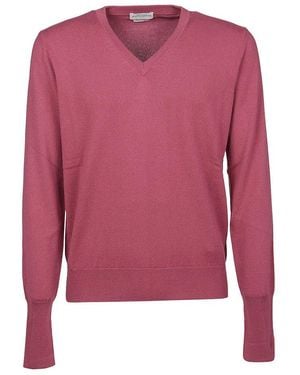 Ballantyne V-Neck Sweater - Pink