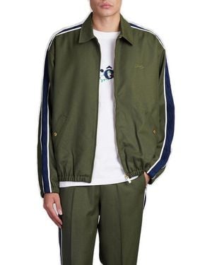 Drole de Monsieur Logo Embroidered Zip-Up Jacket - Green