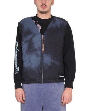 Aries Tie-Dyed Zipped Gillet - Blue