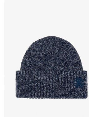 Roberto Cavalli Logo Embroidered Ribbed Beanie - Blue