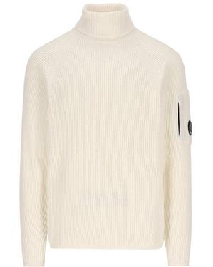 C.P. Company Lens-detailed Turtleneck Jumper - White