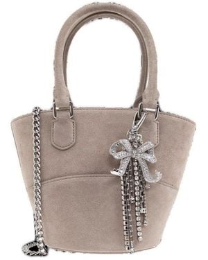 Self-Portrait Charm Tote Bag - Grey
