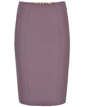 Elisabetta Franchi High-Waist Chain-Detailed Pencil Skirt - Purple