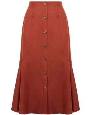 Agnona A Line Button Midi Skirt - Red
