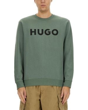 HUGO French Terry Sweatshirt With Logo - Green