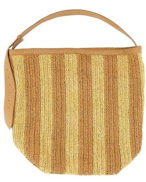 Alysi Striped Woven Shoulder Bag - Natural