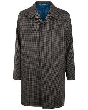 Paul Smith Checked Straight Hem Coat - Grey