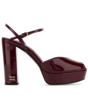 Miu Miu Logo-lettering High-heeled Sandals - Purple