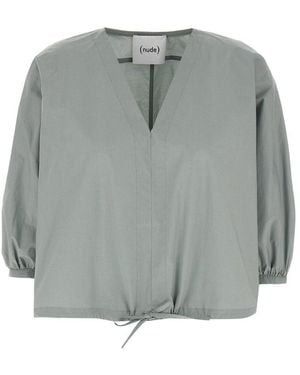 Nude Blouse 3 4 Sleeve Top - Gray
