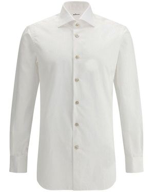 Kiton Long-Sleeved Curved Hem Shirt - White