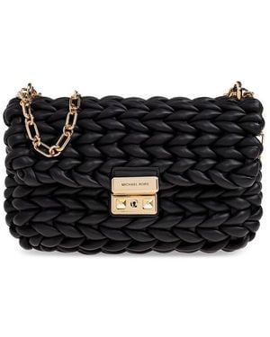 MICHAEL Michael Kors Tribeca Large Hand-Braided Shoulder Bag - Black