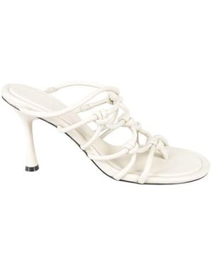 STUDIO AMELIA Interwoven Strappy Mules - White