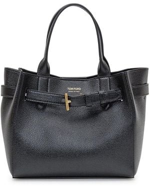 Tom Ford Logo Printed Belted-Detail Tote Bag - Black