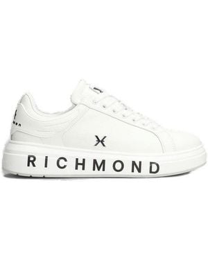 John Richmond Logo Printed Lace-Up Trainers - White