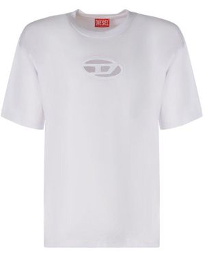 DIESEL Ovald Logo Crew Neck T-shirt - White