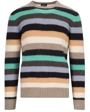 Drumohr Striped Ribbed Knit Pullover - Green