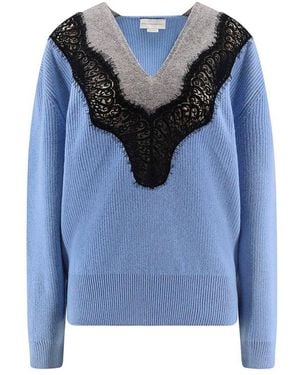 Stella McCartney Miracle Lace Virgin Wool Jumper - Blue