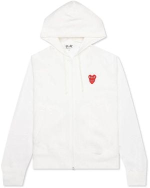 COMME DES GARÇONS PLAY Stacked Heart Hooded Sweatshirt - White