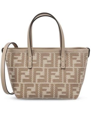 Fendi Roll Mini Ff Jacquard Mini Tote Bag in Blue | Lyst