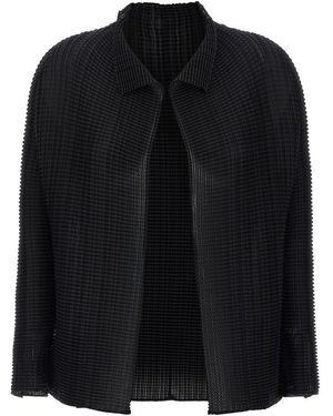 Issey Miyake Wooly Pleated Knit Cardigan - Black