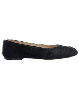 The Row Square Block Heeled Ballet Flats - Black