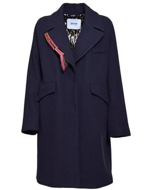 Bazar Deluxe Collared Single-Breasted Coat - Blue