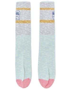 Brain Dead Slub 2 Striped Socks - White