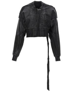 Rick Owens Cropped Zipped Bomber Jacket - Black