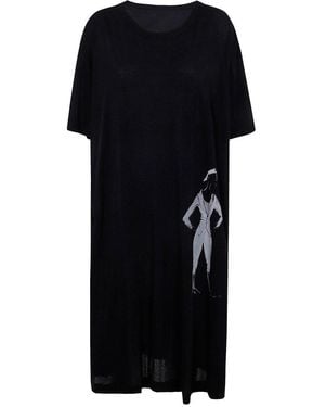 Yohji Yamamoto Graphic T-Shirt Dress - Black