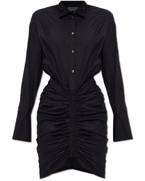 Versace Jeans Couture Ruched Button-Up Dress - Black
