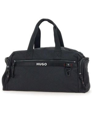 HUGO Logo-Strap Zip-Up Holdall - Black